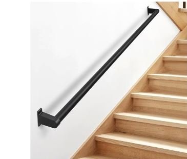SDNBHT Industrial Stair Railing Metal Hand Rails for Indoor & Outdoor Steps Wall Mount Hand Rails for Indoor Stairs 1.25 Pipe Stair Handrail for Steps Aluminum Staircase Handrail Hand Railing 6ft