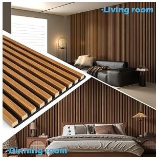 Art3d 2-Pack 48" x 24" Acoustic Wood Panels for Wall, Soundproof Wood Slat Panel for Wall and Ceiling, 3D Fluted Sound Absorbing Paneling for Interior Wall Decor, Living Room, Bedroom - Teak