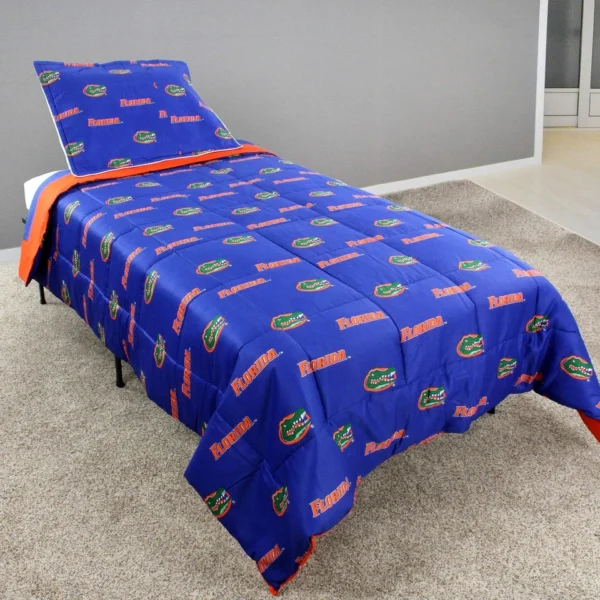Florida Gators 2 Pc Reversible Cotton Comforter Set, 1 Comforter, 1 Sham, Twin