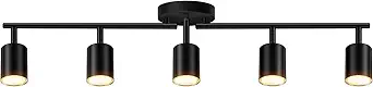 eluze LED 5 Light Track Lighting Spotlight Kit, Black Track Lighting Fixtures Ceiling Mount Dual-Glow LED Spotlight- Base & Light Head Flexibly Rotation Focused Beam, Ideal for Kitchen Bathroom Shop
