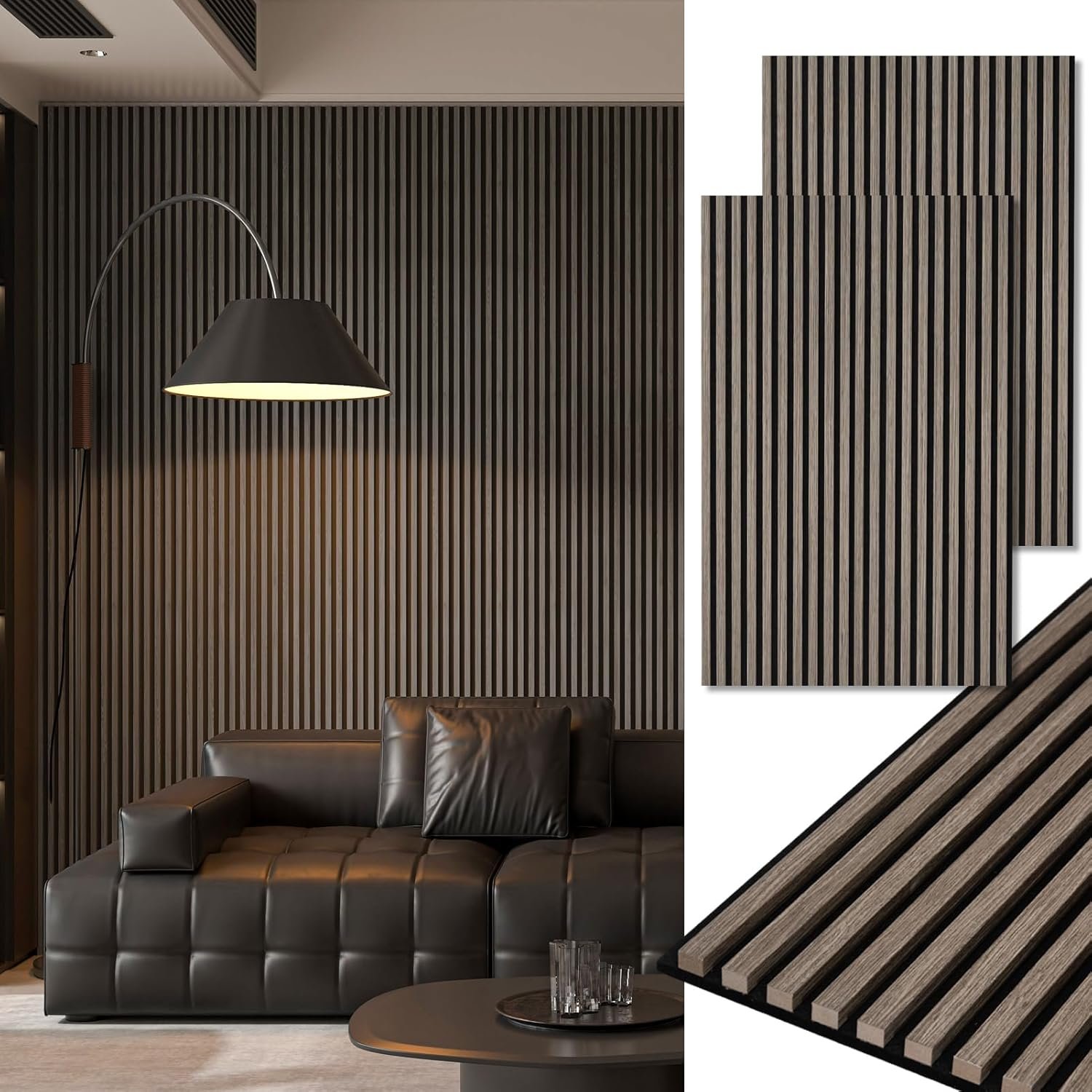 Art3d 2-Pack 48" x 24" Acoustic Wood Panels for Wall, Soundproof Wood Slat Panel for Wall and Ceiling, 3D Fluted Sound Absorbing Paneling for Interior Wall Decor, Living Room, Bedroom - Teak