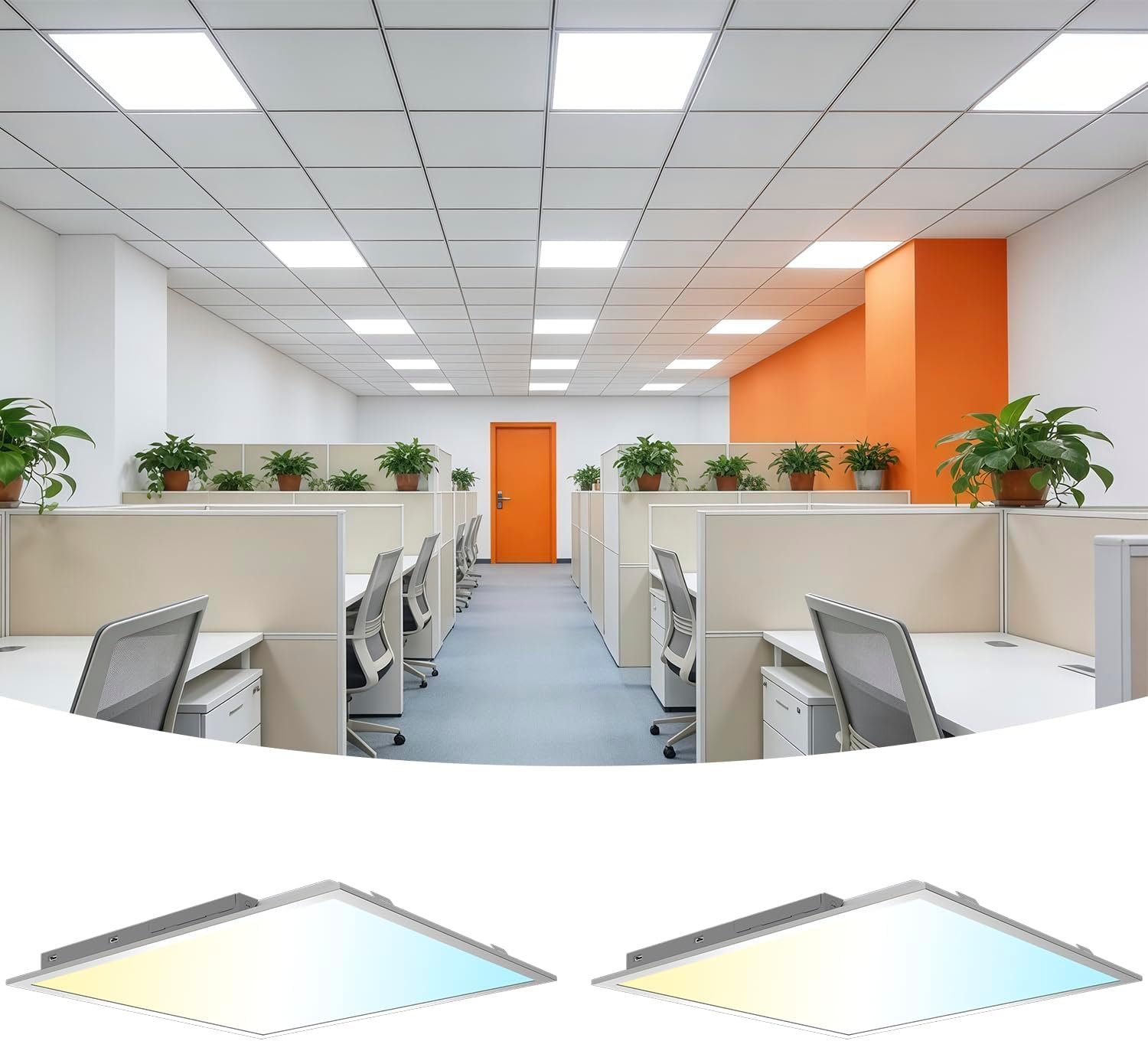 CLLIGHTING 2x2 LED Flat Panel Light 2 Pack, Drop Ceiling Light for Office, Dimmable LED Ceiling Light, Selectable 20W/25W/30W/35W/40W, 3000K/3500K/4000K/5000K/6300K, ETL Listed, 5-Year Warranty