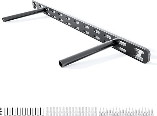 1pc Floating Shelf Bracket Heavy Duty,Decorative Floating Shelf Hardware Hidden Black Metal Fireplace Mantel Brackets (18"X6"X1.0" Without Tools)
