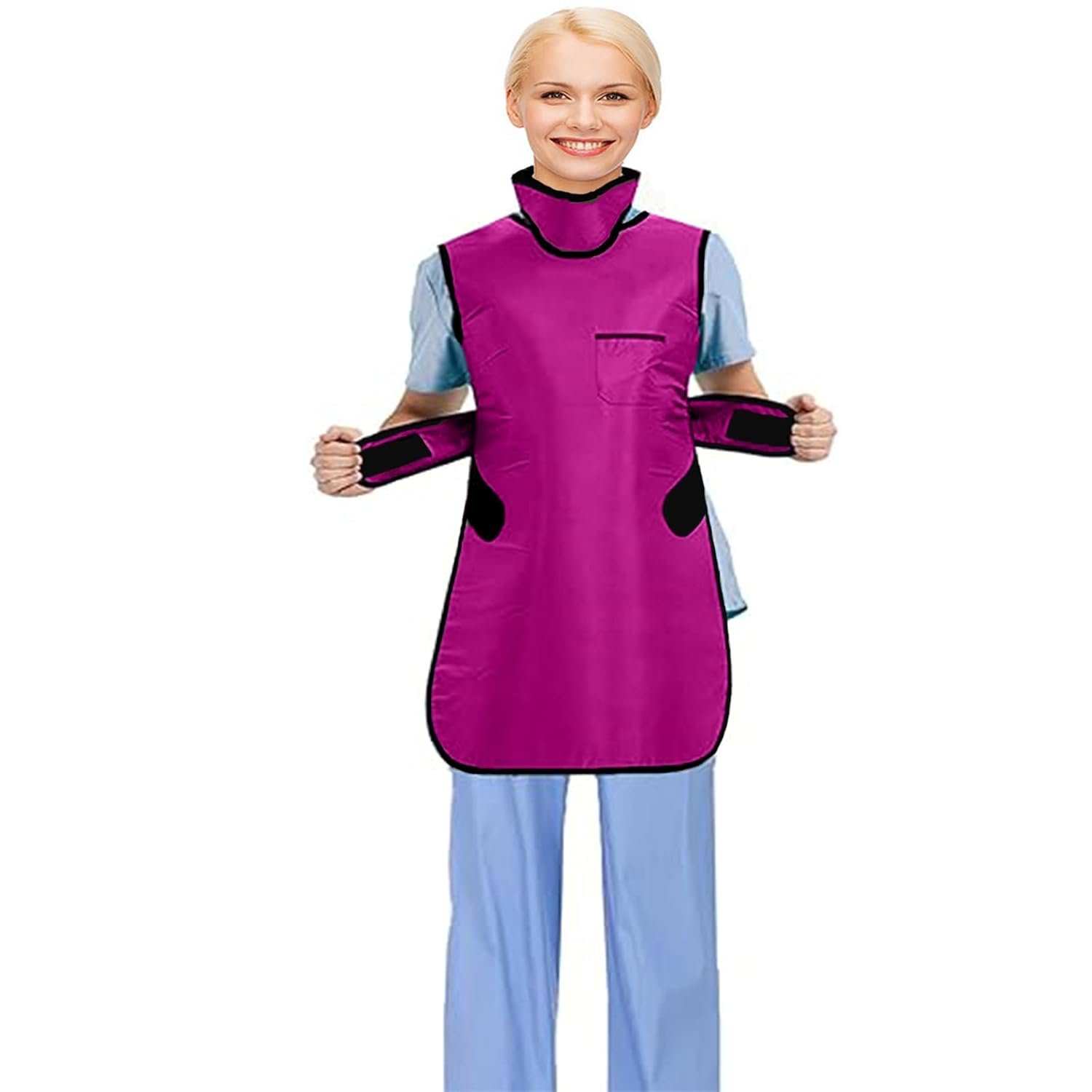 Heytaful Xray Radiation Apron Shield Half Lead Apron for 0.5mmpb X-Rays Medal Red M with Lead Thyroid Shield Collar Lightweight