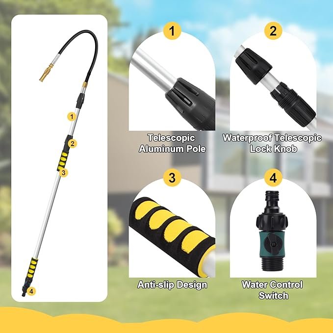 20FT Reach Telescopic Gutter Cleaning Tools from Ground, Rain Gutter Cleaner Tool - Image 2