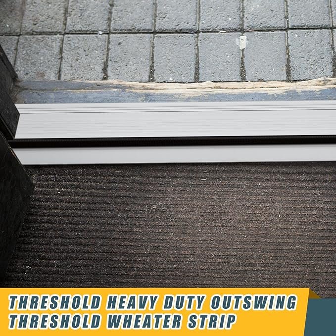 Blulu 36" Aluminum Exterior Door Threshold 5 5/8" Outdoor Swing Threshold Heavy Duty Adjustable Aluminum Door Sill Pan - Image 2