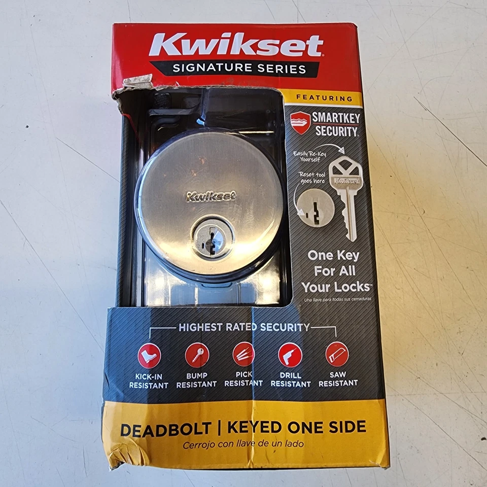 Kwikset Uptown Low Profile Satin Nickel Single Cylinder Round Contemporary Deadb