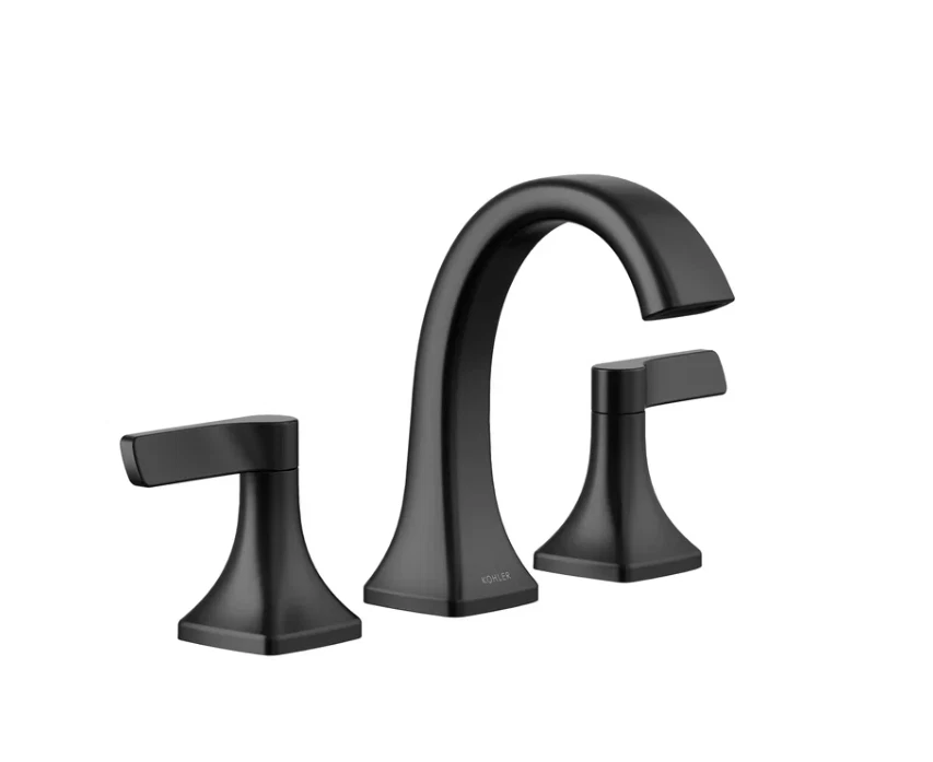 Kohler Riverly Widespread Bathroom Sink Faucet, Matte Black