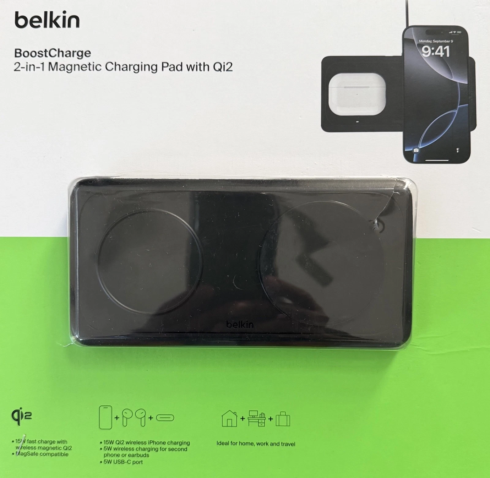 Belkin BoostCharge Pro 2-in-1 Magnetic Wireless Charging Pad
