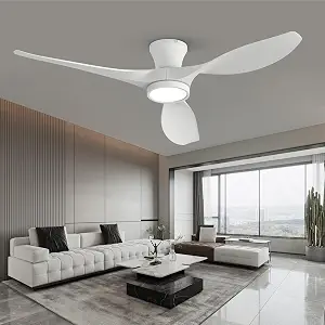 TALOYA 52 inch Smart Ceiling Fan,Low Profile Ceiling Fan with Light and RemoteApp Control,Flush Mount, Quiet Reversible Motor for Living Room Bedroom Patio White