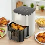 6QT Air Fryer & Multi-Cooker Combo - 12-in-1 Electric Hot Pot, Rice Cooker, Steamer with Removable Air Fry Basket & Soup Pot, 1800W, Dishwasher Safe