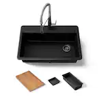 KOHLER Pro-Inspired Kitchen Sink Kit with Faucet, Matte Black, 33 in.