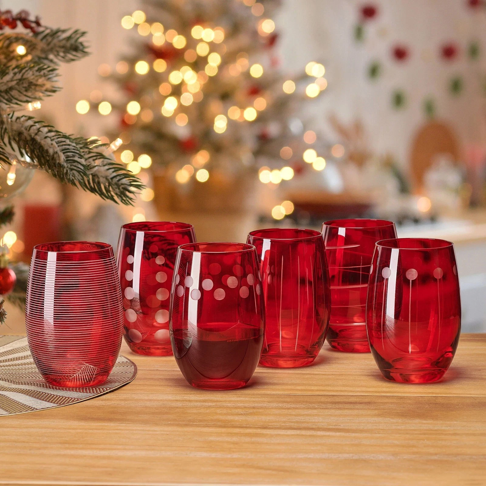 Mikasa Cheers Stemless Etched Wine Glasses Set of 6 - Image 2