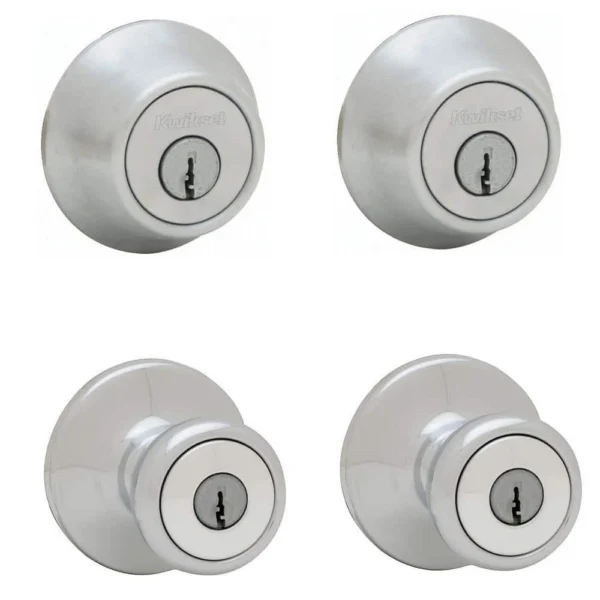 Kwikset Tylo Front Door Knob and Deadbolt Set, Entry Knob Combo Project Pack Exterior with Interior Door Knob