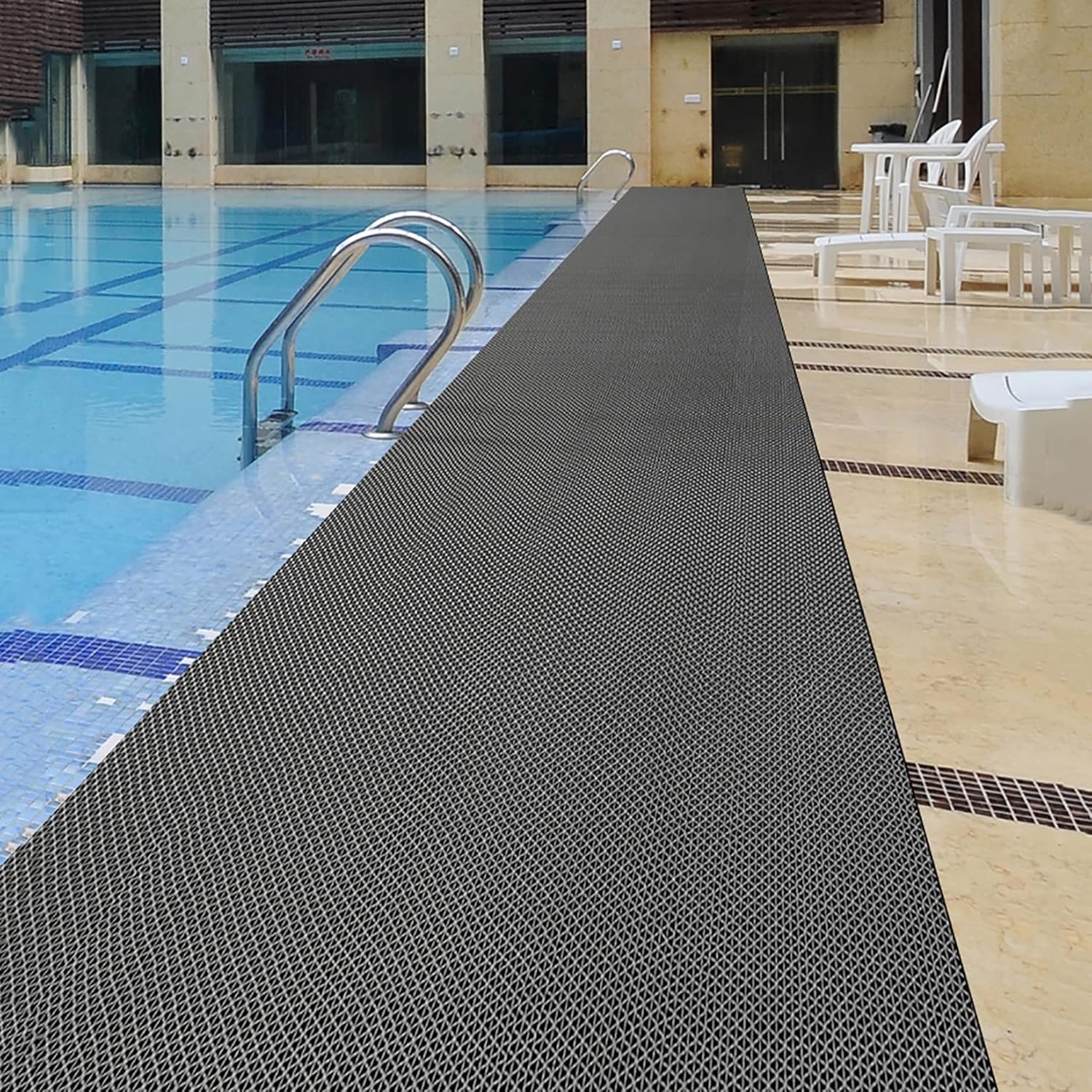 WLWLEO Drainage Non Slip Flooring Mats Swimming Pool Bathroom Anti-Fatigue Rubber Matting 3x10 Ft Heavy Duty Commercial Anti Slip Floor Mats for Garage Restaurant Sauna SPA,GrayGrey,0.9×3M