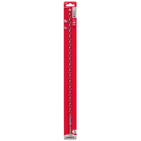 Milwaukee 3/8 in. x 16 in. x 18 in. Carbide Hammer Drill Bit for Concrete, Stone, Masonry Drilling