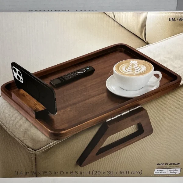 Smart Design Acacia Wood Armrest Tray