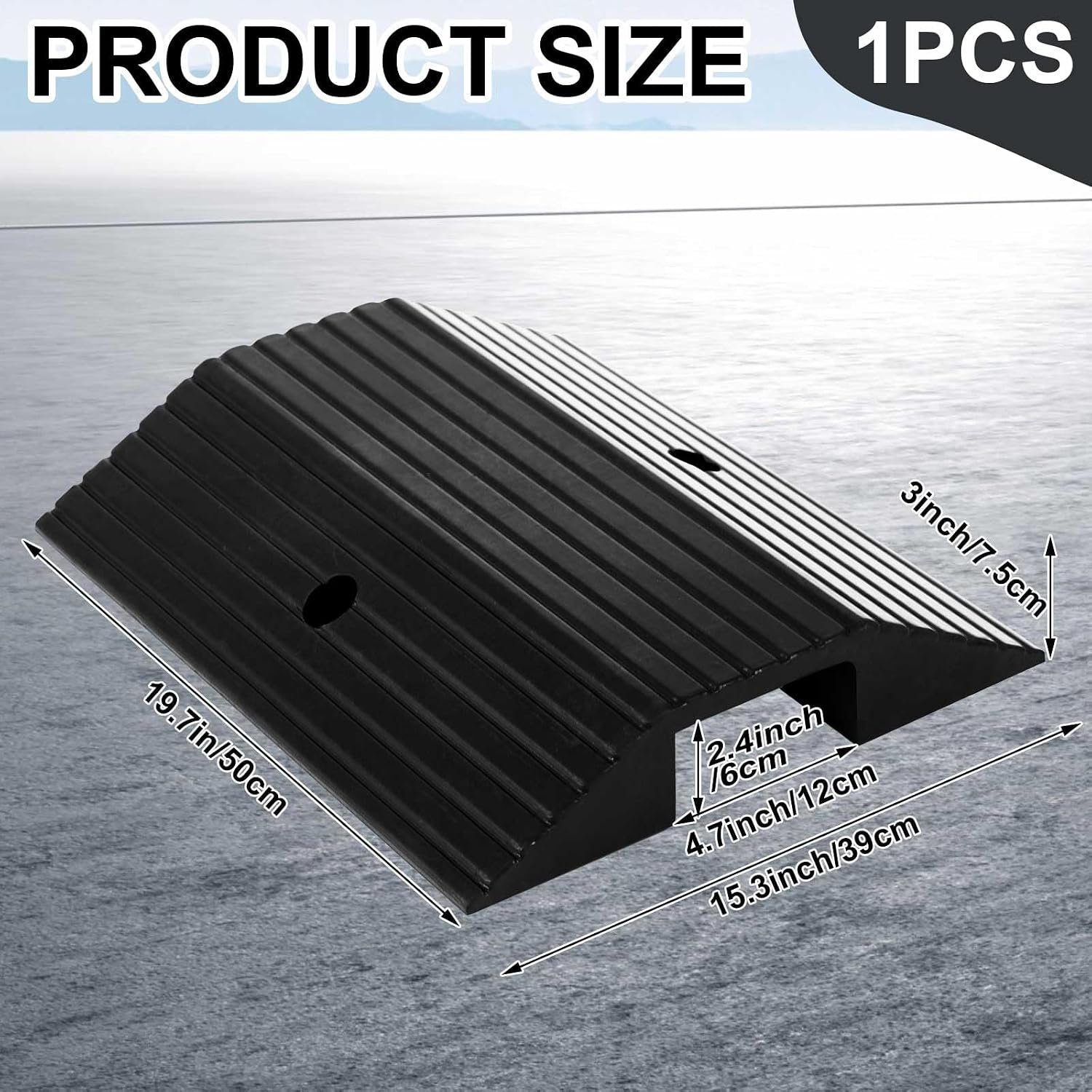 Rubber Ramps for Door Threshold 19.7 x 15.3 x 3 Inches Wheelchair Ramp Non Slip for Home Doorways, Suitable for Thresholds Under 2.4 Inches in Height for Get in and Out of Houses, 600 Lbs Capacity - Image 3