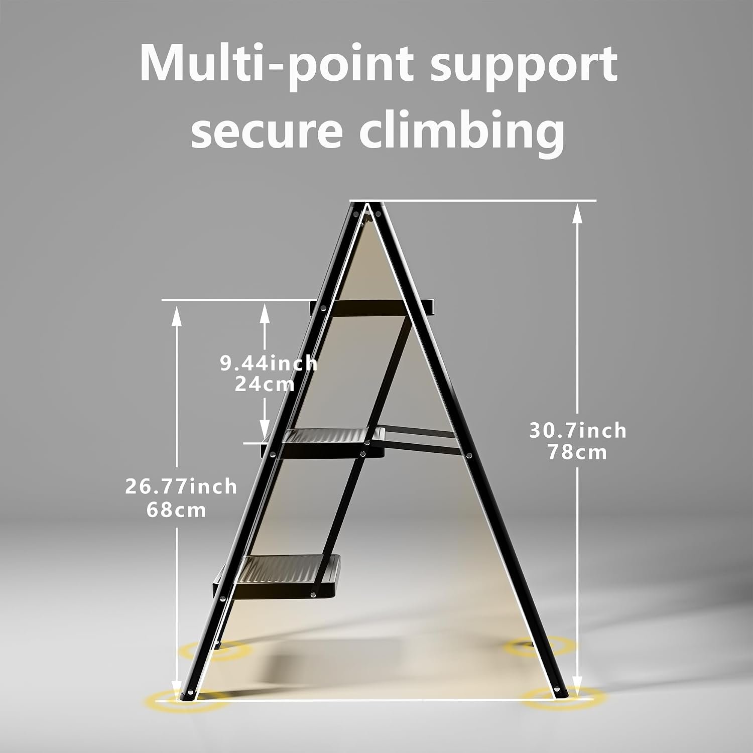 KOLL LINK Step Ladder 3 Step Folding, Sturdy 330 Lbs Small Step Stool for Adults, Closet Step Stool Ladder with Anti-Slip Wide Pedals, Portable Folding Ladder for Home Kitchen Office - Image 2