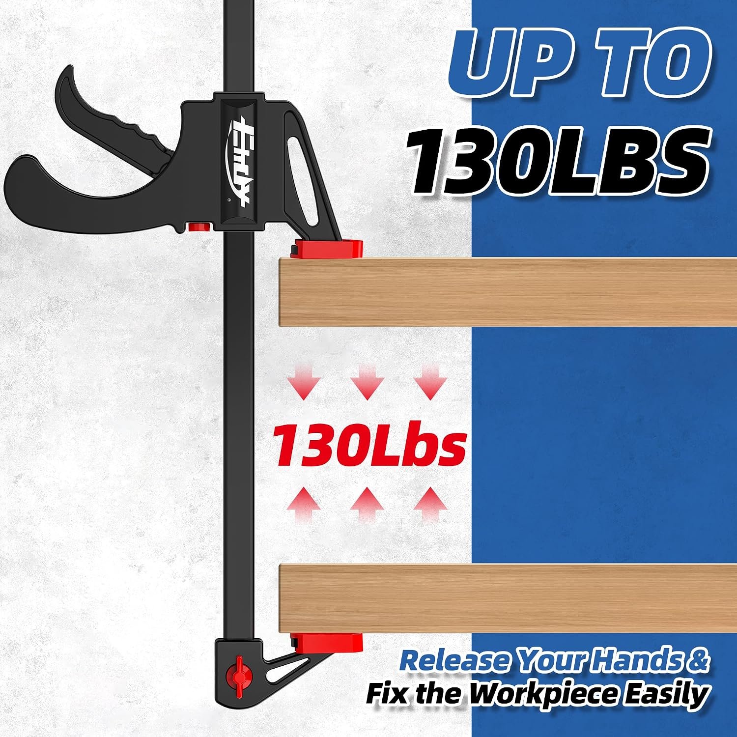 EHDY 36" Bar Clamps for Woodworking 2-Piece, One-Handed Quick-Change F Clamp/Spreader with 130 LBS Load Limit, Wood Clamps for Gluing, Carpentry, DIY, and Woodworking - Image 4