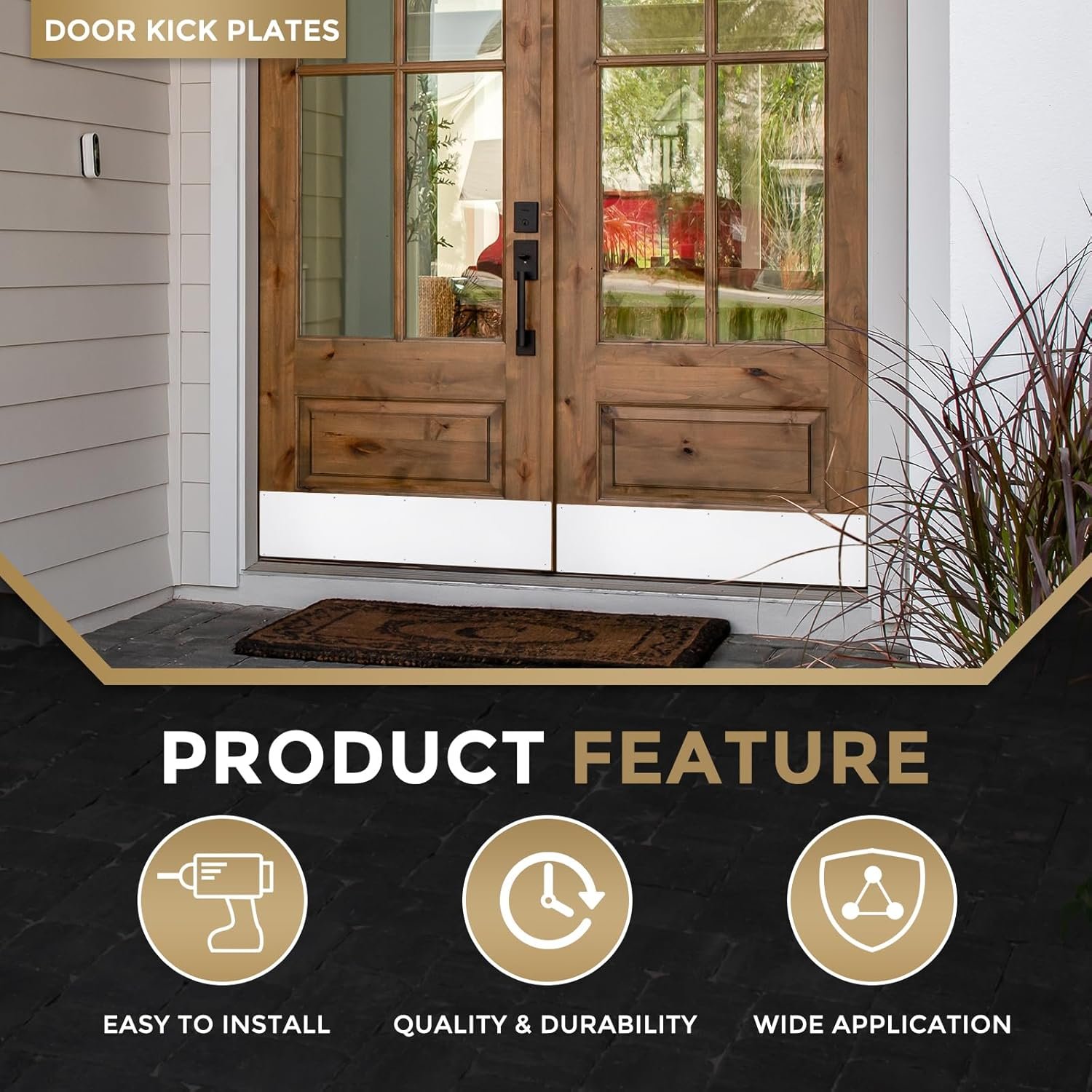 uxcell Door Kick Plate, 8 x 30 Inches Anodized Aluminum Kick Plate Door Plate, 1.5mm (1/16 Inch) Thickness, for Exterior Front Door or Back Door, White (Single Pack) - Image 4