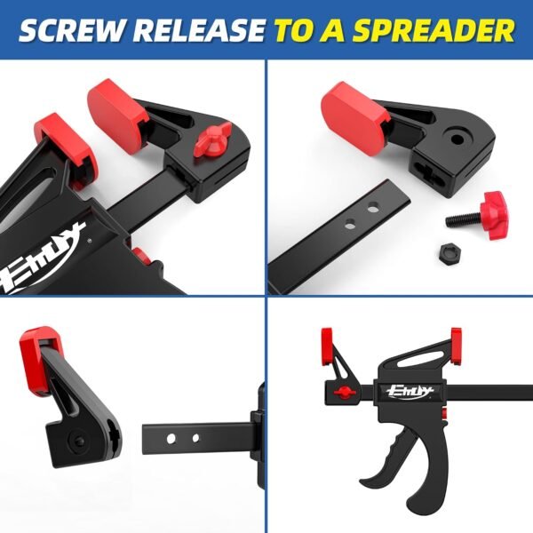 EHDY 36" Bar Clamps for Woodworking 2-Piece, One-Handed Quick-Change F Clamp/Spreader with 130 LBS Load Limit, Wood Clamps for Gluing, Carpentry, DIY, and Woodworking