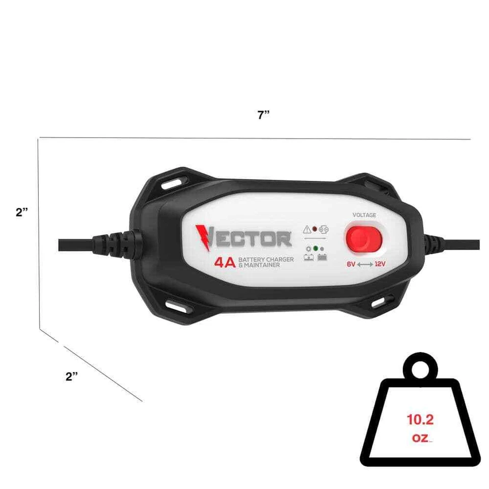 VECTOR VECBC4 4 AMP 6V-12V BATTERY CHARGER & MAINTAINER - Image 4