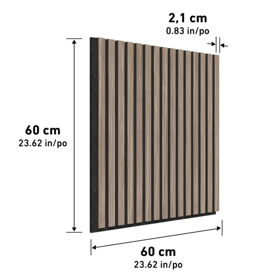 Artika Sonolok Sound-Absorbing Slatted Panel Kit 4 Panels of 60 X 60 cm (Walnut) - Image 3