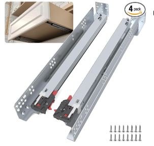 Ubisin Undermount Drawer Slides 18 Inch 4 Pairs, Soft Close Full Extension Drawer Slides Bottom Mount with Rear Mounting Bracket and Locking Devices, Hidden Under Mount Tracks 100lb Load Capacity