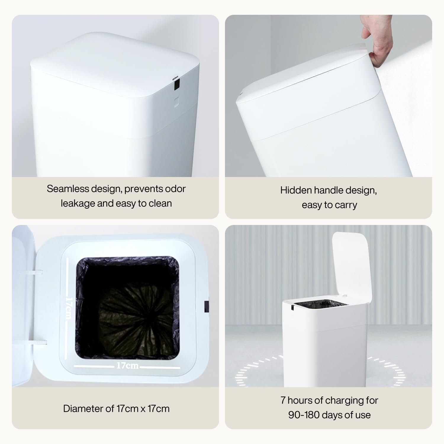 Airdeer L2 Automatic Trash Can, 8 Gallon Self Sealing and Self-Changing Smart Trash Can, Motion Sensor, Touchless Garbage can with lid for Kitchen Office, 6 Refill Bag Rings(White) - Image 3