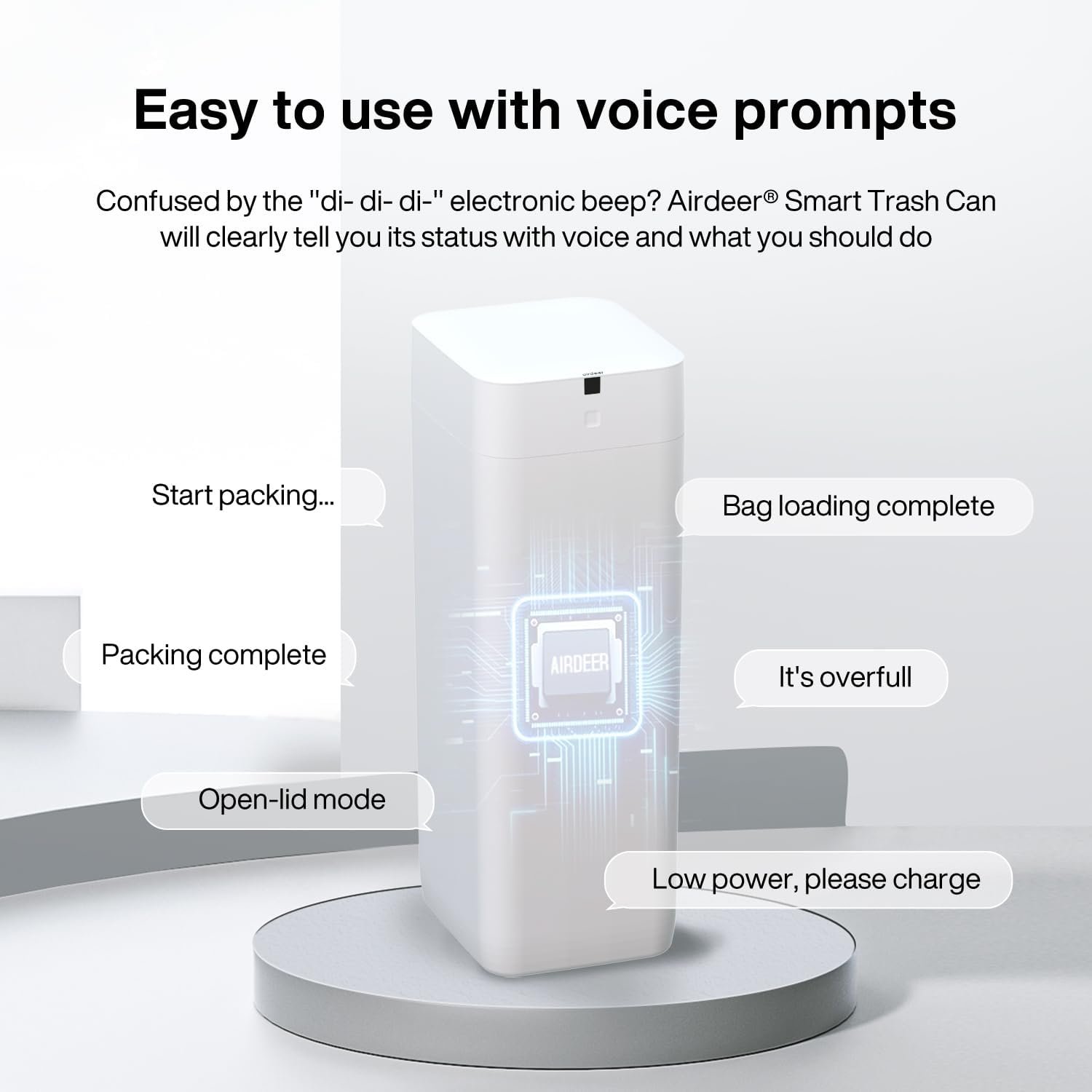 Airdeer L2 Automatic Trash Can, 8 Gallon Self Sealing and Self-Changing Smart Trash Can, Motion Sensor, Touchless Garbage can with lid for Kitchen Office, 6 Refill Bag Rings(White) - Image 7