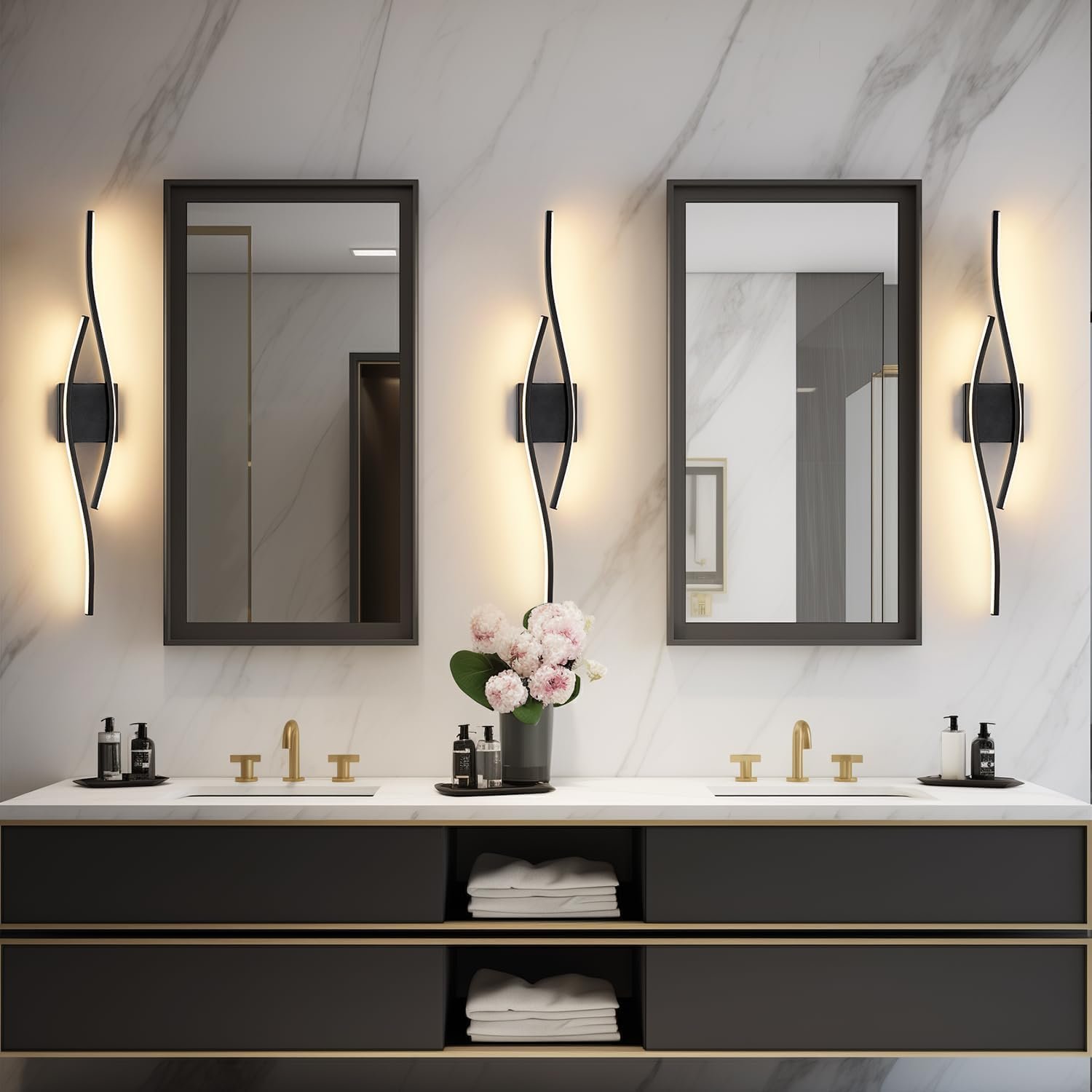 Joossnwell Bathroom Vanity Light Modern Bathroom Lighting Fixture Over Mirror 31.5 Inch Black Vanity Light Bar Dimmable 5CCT Vanity Lights Led Bath Wall Lamp - Image 6