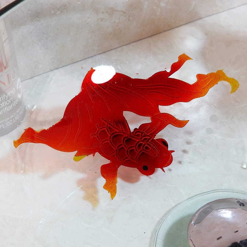 HM HomeMieco Clear Bathroom Sink Hand Painting Gold Fish Tempered Glass Vessel Sink Basin with Waterfall Faucet and Drain Combo,16"Round Glass Bowl Sink Above Counter Clear Bathroom Vessel Sink Set - Image 3