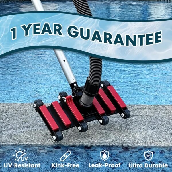 Sepetrel Professional Pool Vacuum Hose and Head – Heavy Duty Hoses with Swivel Cuff and Weighted Flexible Vacuum Head, for Inground & Above Ground Pools