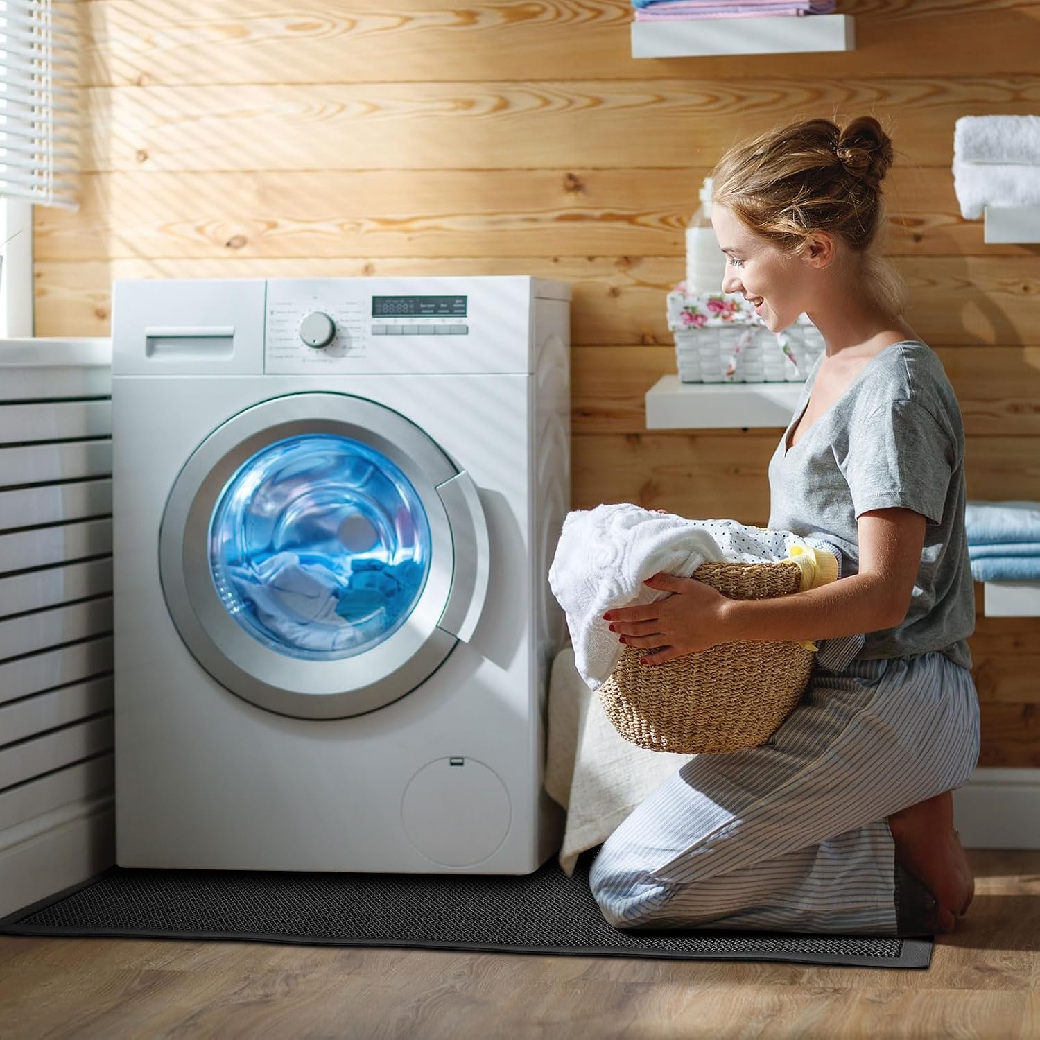 Nuanchu 10mm x 32 x 29in Extra Large and Thick Mat for Under Washer and Dryer, Waterproof Floor Pad, Laundry Machine Non-Slip Shockproof Pad for Floor Protection, Shock Absorbing, Noise Reducing - Image 7