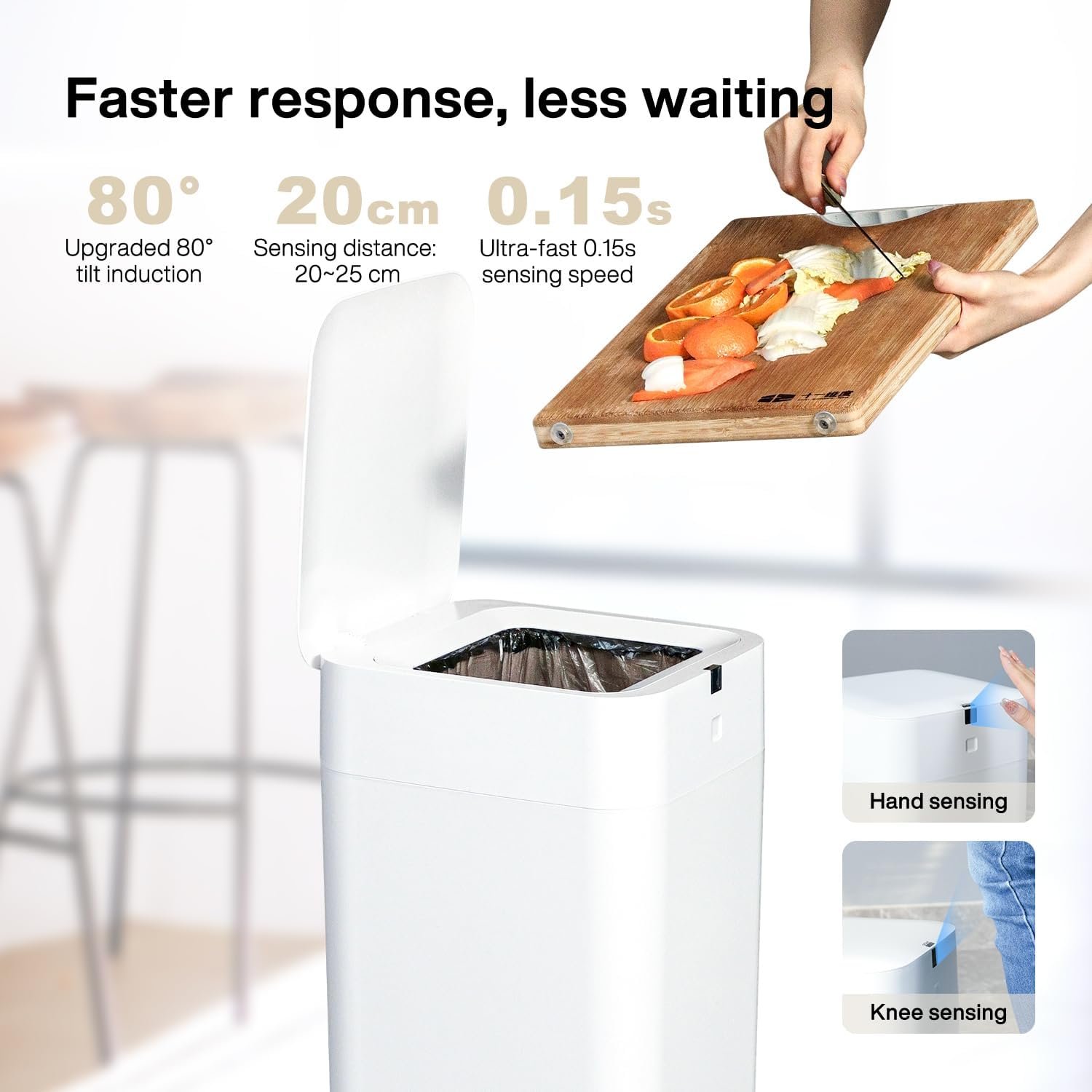 Airdeer L2 Automatic Trash Can, 8 Gallon Self Sealing and Self-Changing Smart Trash Can, Motion Sensor, Touchless Garbage can with lid for Kitchen Office, 6 Refill Bag Rings(White) - Image 4