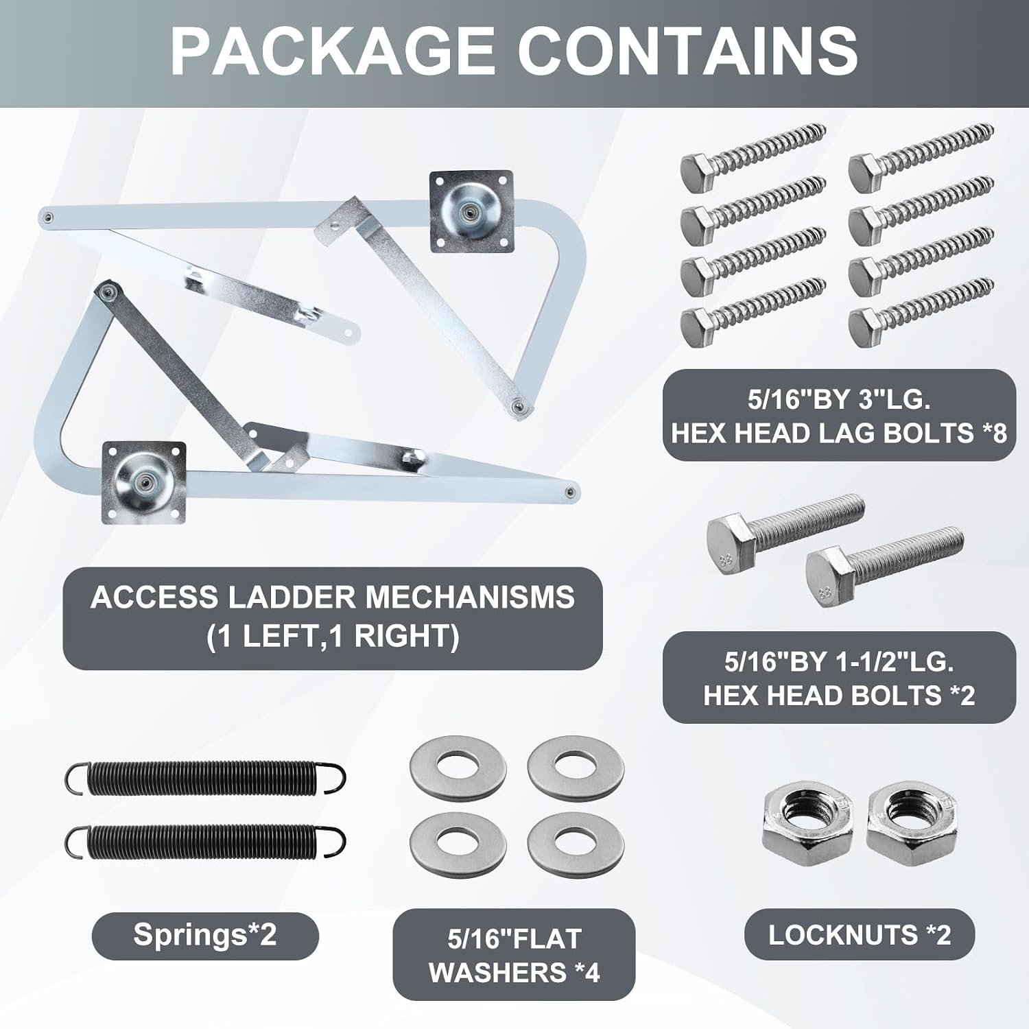 Aulpq 55-2 Attic Ladder Spreader Hinge Arms with Springs 56-1, for After 2010 Werner Mk 5, WU2210, W2208, W2210, Heavy Duty Thick Zinc - Image 4