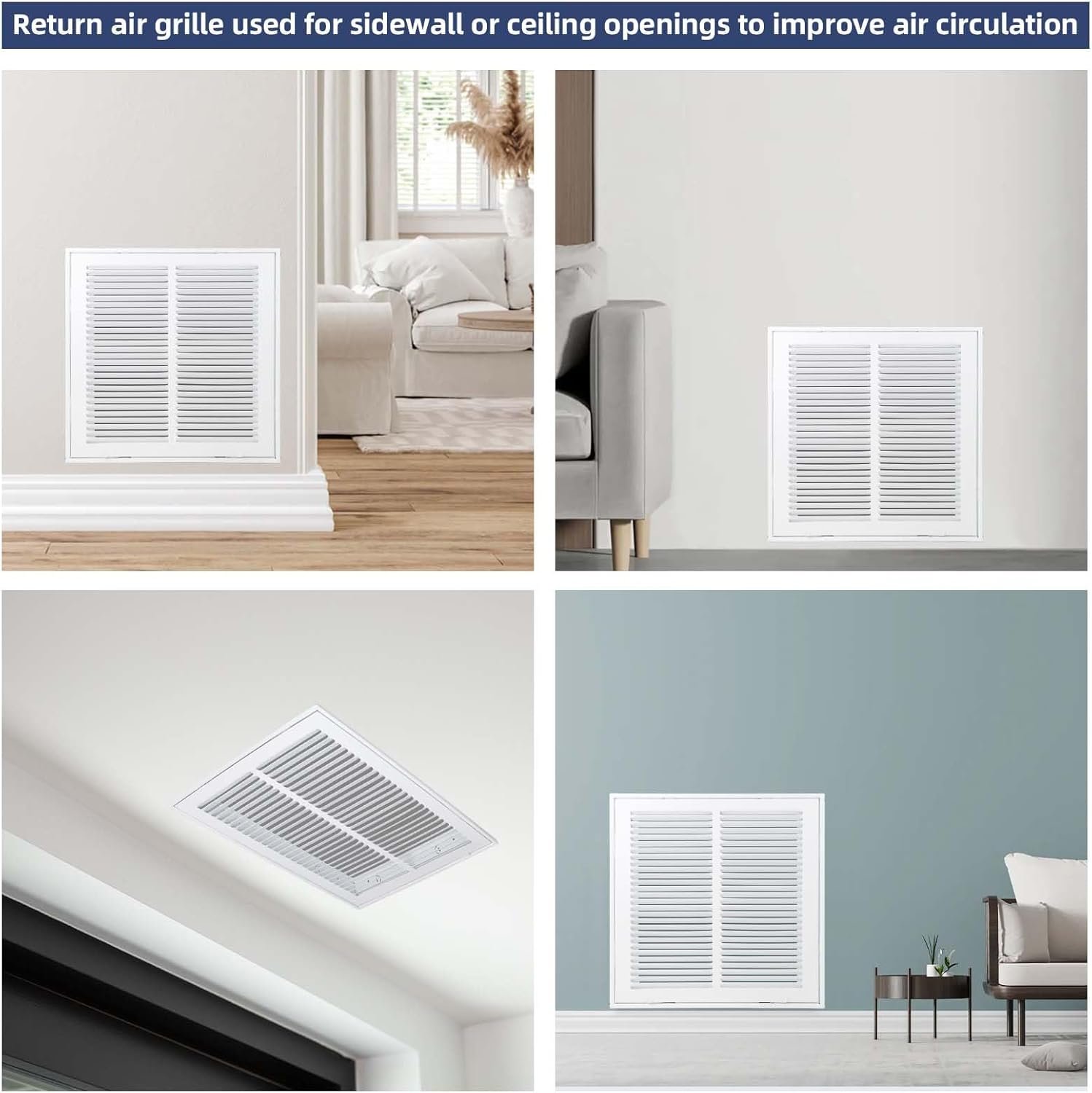 Return Air Filter Grille 25x20,Air Return Vent Cover for 25"W x 20"H Duct Opening,Steel HVAC Vent Covers for Wall and Ceiling,Holds 1" Thick AC Filter