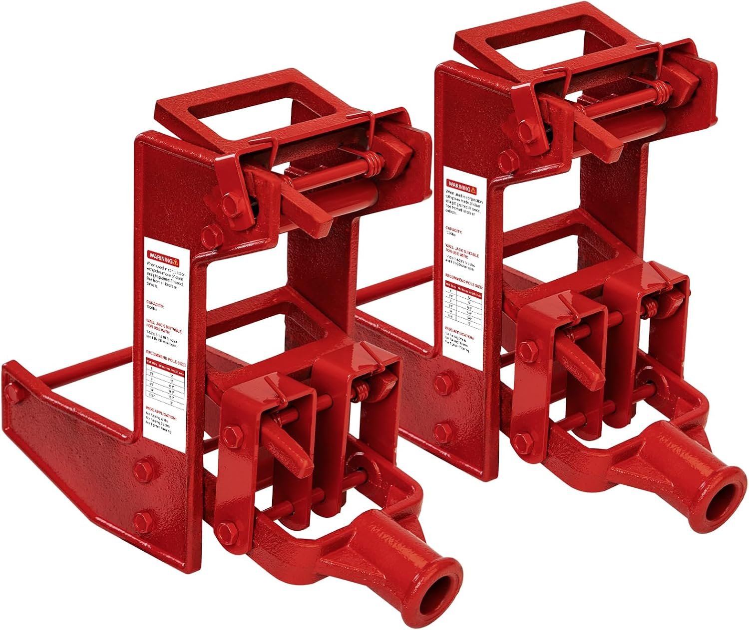 2 Pack Cast Iron Wall Jack, Heavy-Duty Portable Wall Jacks Works with 1-12 x 3-12 Fir Poles or 1 OD Steel Pipes, for Framing, Lifting Wall Beams, Rated Capacity 1,000 lbs, Red