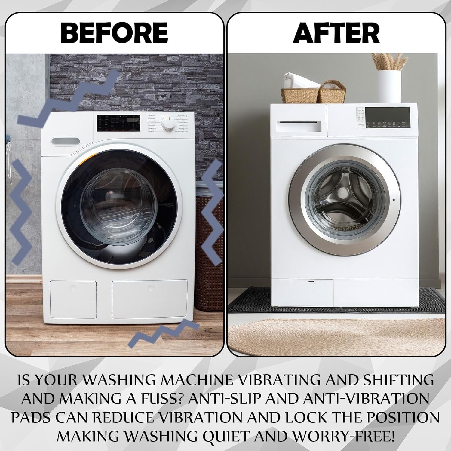 Nuanchu 10mm x 32 x 29in Extra Large and Thick Mat for Under Washer and Dryer, Waterproof Floor Pad, Laundry Machine Non-Slip Shockproof Pad for Floor Protection, Shock Absorbing, Noise Reducing - Image 6