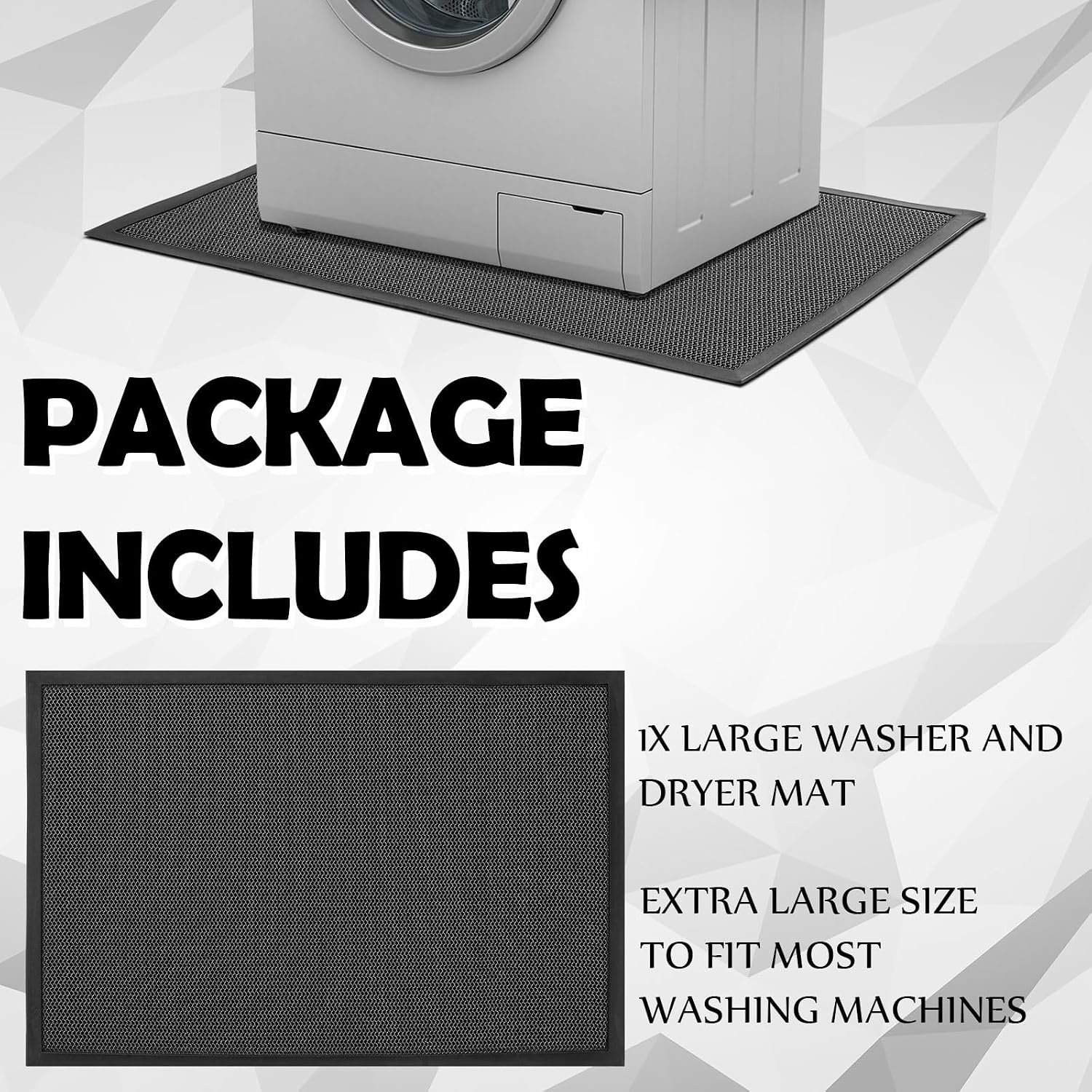 Nuanchu 10mm x 32 x 29in Extra Large and Thick Mat for Under Washer and Dryer, Waterproof Floor Pad, Laundry Machine Non-Slip Shockproof Pad for Floor Protection, Shock Absorbing, Noise Reducing - Image 5