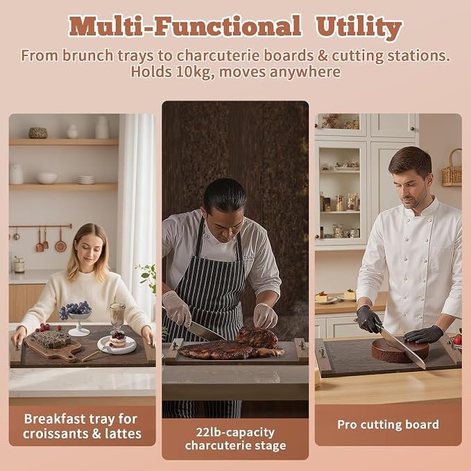 TIRYIUOU Gas Stove Top Cover Wooden 30L x 22W x 0.8Th Electric Stovetop Covers, Noodle Board with Handles, Wood RV Cutting Board for Kitchen Counter - Image 6