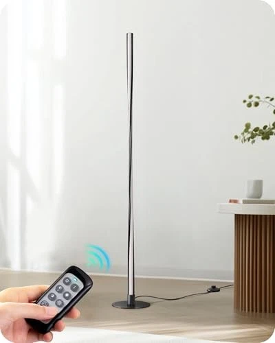 EDISHINE Helix LED Floor Lamp, 56 Tall Corner Lamps 2700K-6000K Dimmable, Remote Control & Foot Switch, Modern Minimalist Pole Lights for Bedroom, Living Room, Office, Black