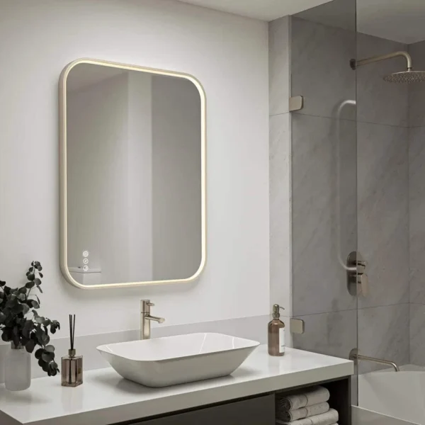 Artika Royce LED Wall Mirror with Integrated Defogger, Brushed Nickel
