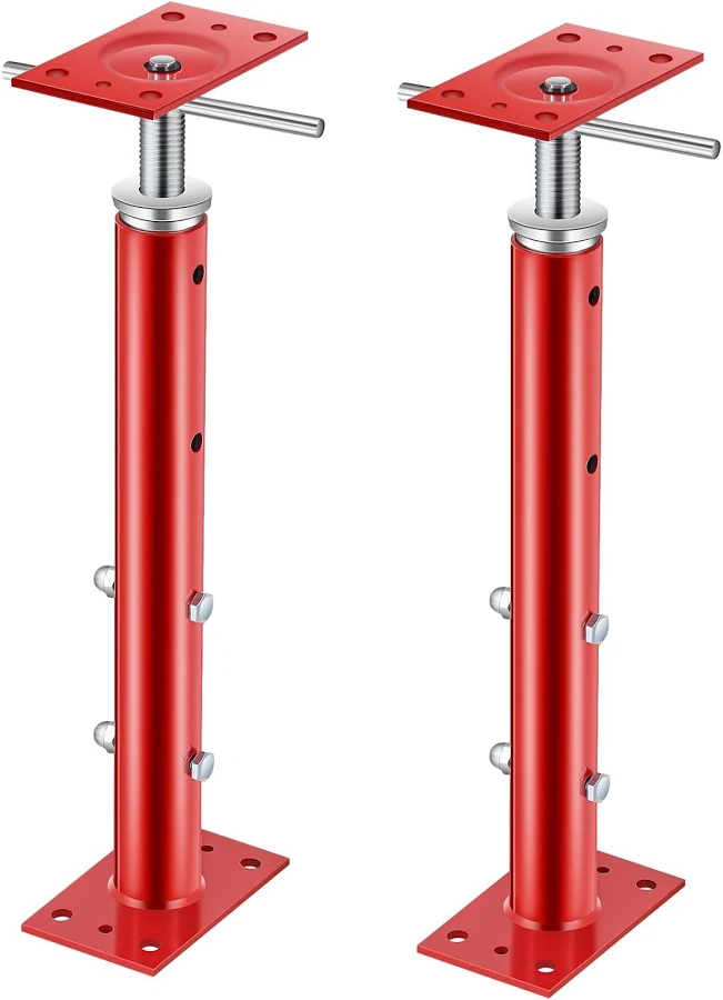 Yaocom 2 Pcs Adjustable Jack Post, 19-36 Height Range, Basement Floor House Screw Jacks for Lifting Joist Beam Brace for Cellar Ceiling, Center Point Load Capacity 11023 Lbs, Red