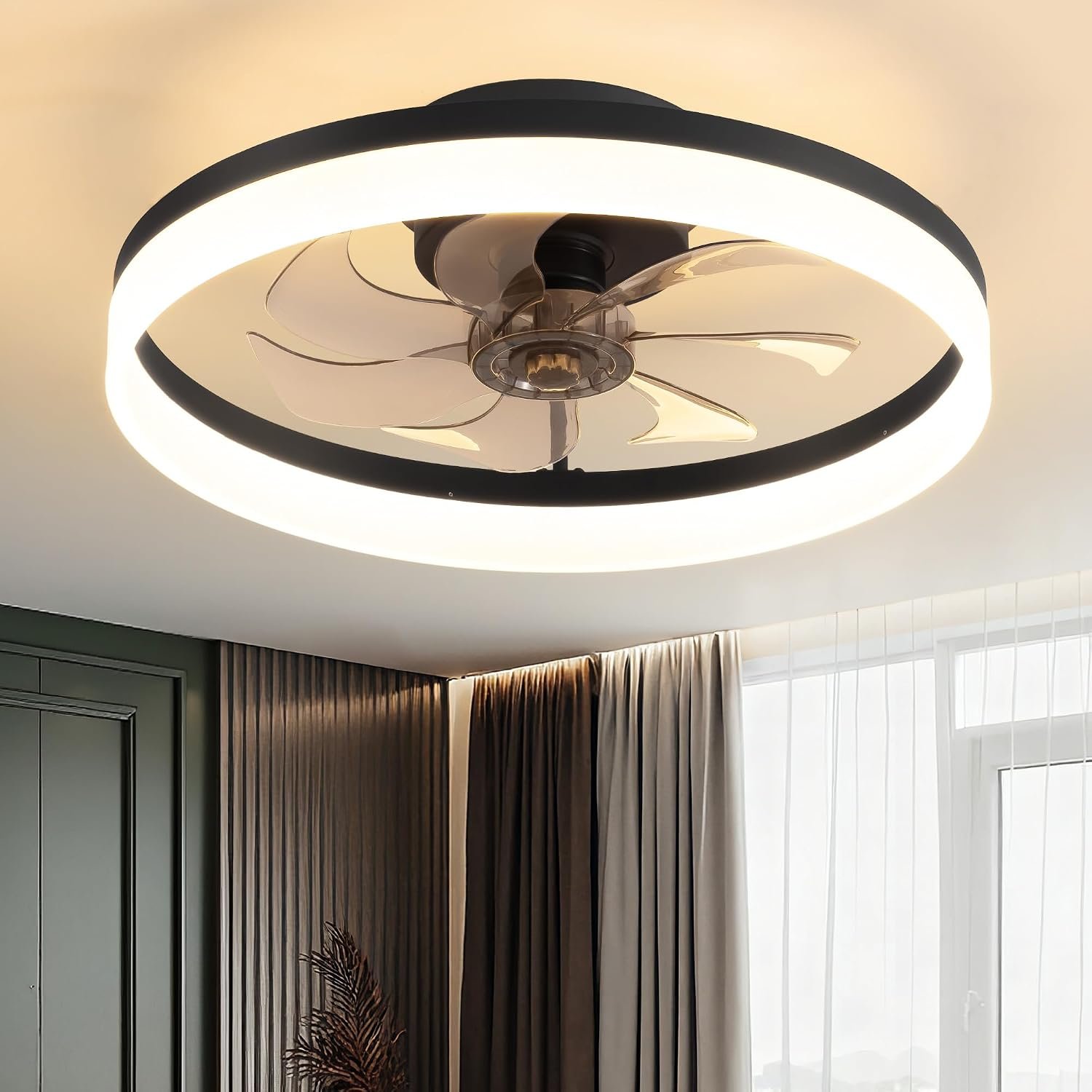 PUSU Boho cage Style Ceiling Fan with 15.8" Retro Rattan lampshade Embedded Ceiling Fan with Light and Remote Control for 6-Speed Enclosed Ceiling Fans in bedrooms, Living Rooms, and KitchensPUSU Boho cage Style Ceiling Fan with 15.8" Retro Rattan lampshade Embedded Ceiling Fan with Light and Remote Control for 6-Speed Enclosed Ceiling Fans in bedrooms, Living Rooms, and Kitchens