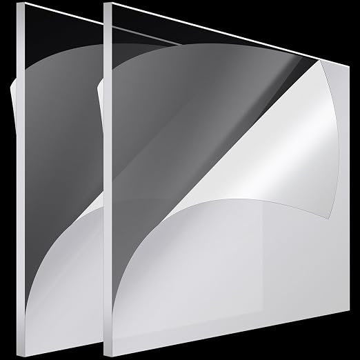 Roowest 2 Pcs 36 x 36 Inch, 14 Inch Thick Clear Acrylic Sheet Plastic Acrylic Sheet Cut to Size Acrylic Board Panel for Craft Engraving Display