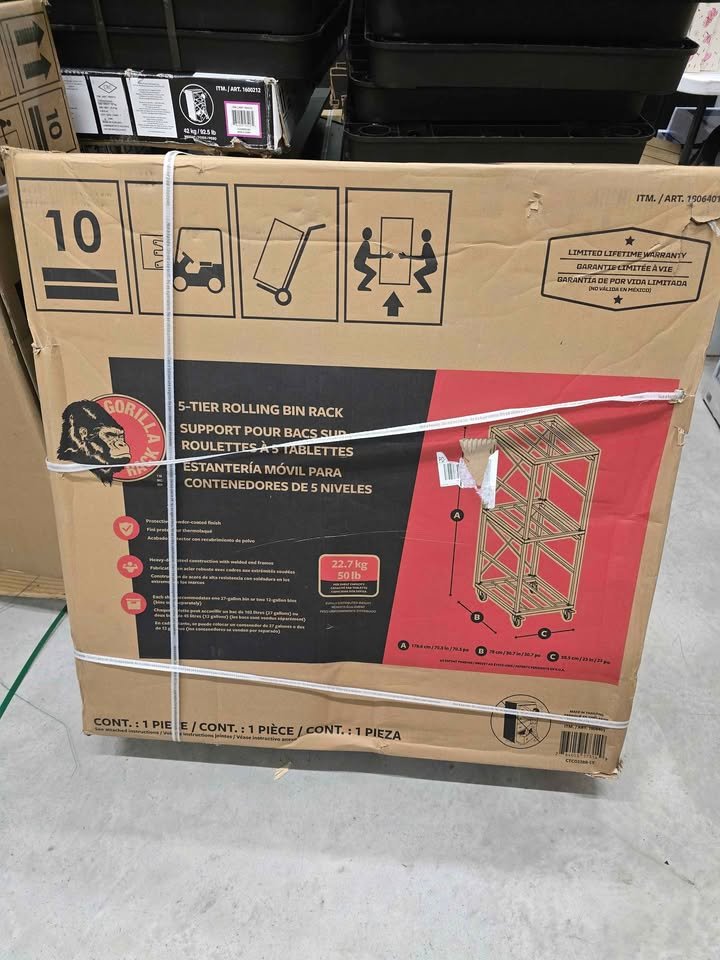 Gorilla Rack 5-Tier Rolling Bin Rack