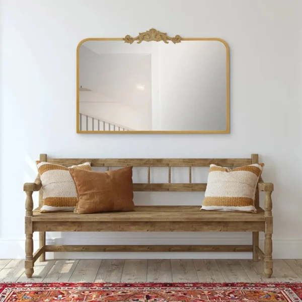 Antique Gold 26” Scroll Wall Mirror