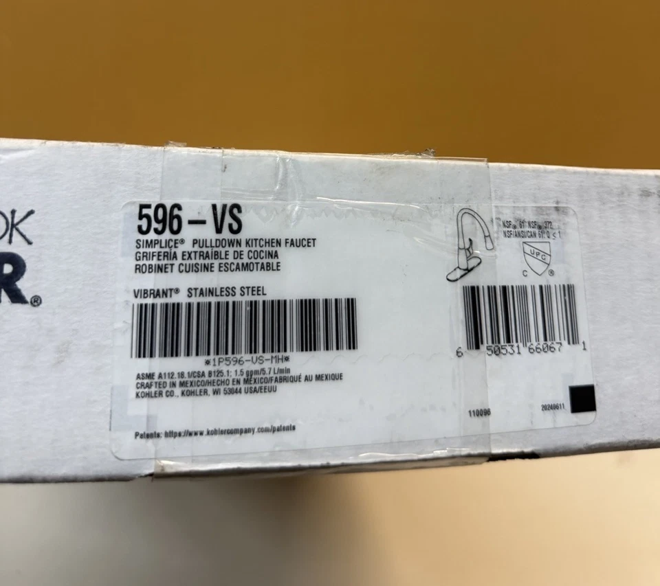 Kohler K-596-VS Simplice Single-Hole Pull-Down Kitchen Sink Faucet